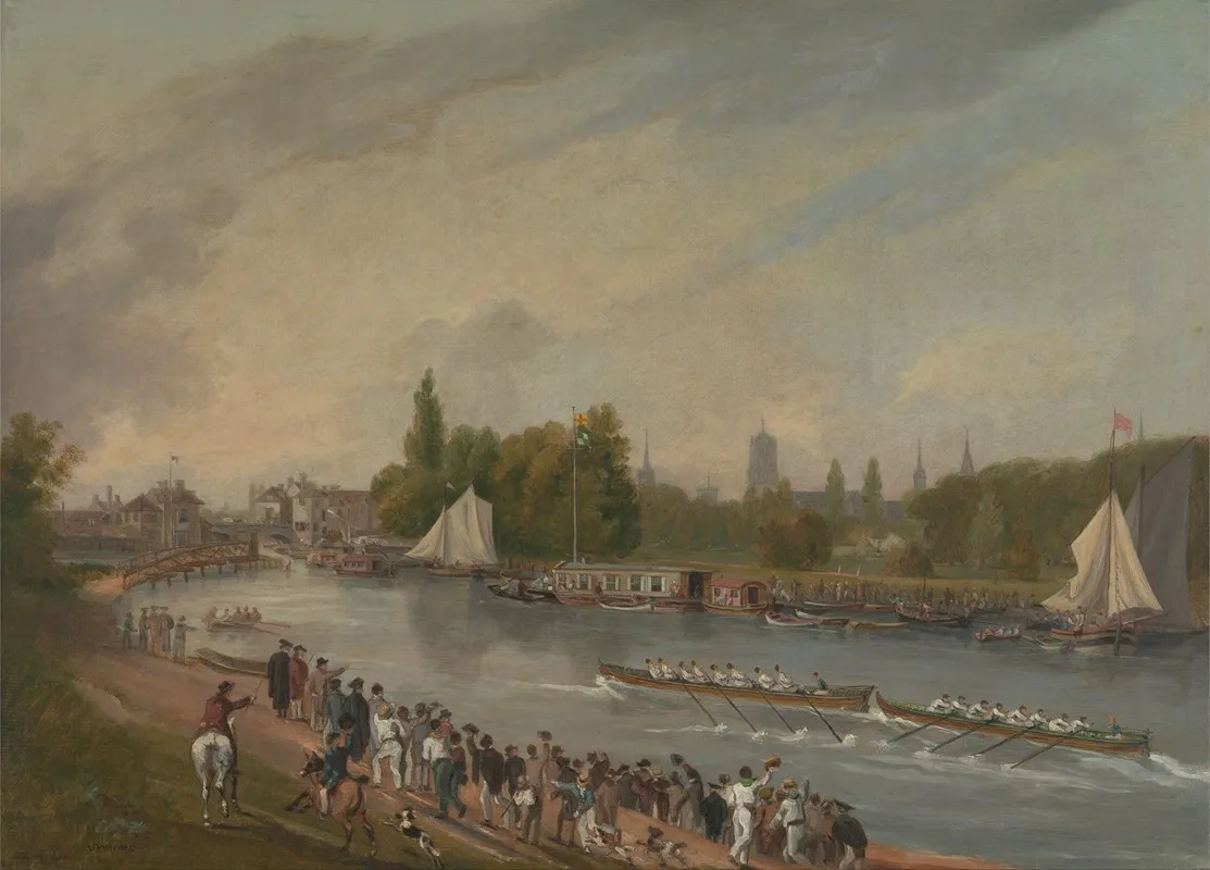 A Boat Race On The River Isis Oxford by John Whessell - Canvas Print