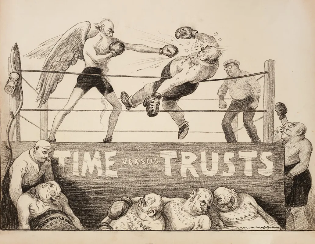 A Boxing Tournament With Theodore Roosevelt As The Referee
