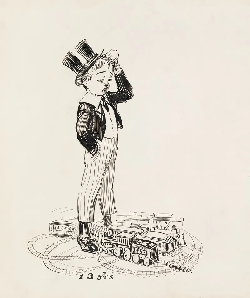 A Boy At Age 13 Puzzled That His Toy Trains Have Crashed After Having Set Up The Tracks To Run In Overlapping Loops