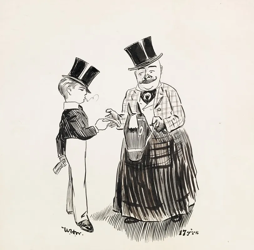 A Boy At Age 17 Smoking And Handing Money To A Man Riding A Fake Horse