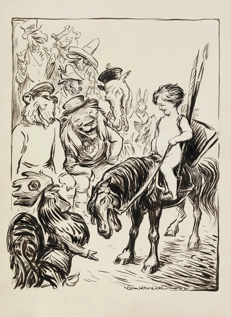 A Boy On A Pony Laughs With Several Animals Representing Countries