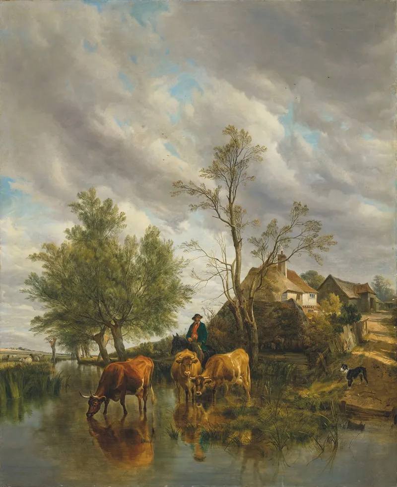 A Brook In The Meadows by Thomas Sidney Cooper - Canvas Print