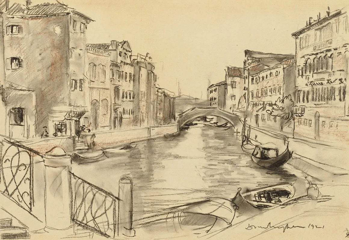 A Canal At Venice 2 by Donald Shaw MacLaughlan - Canvas Print
