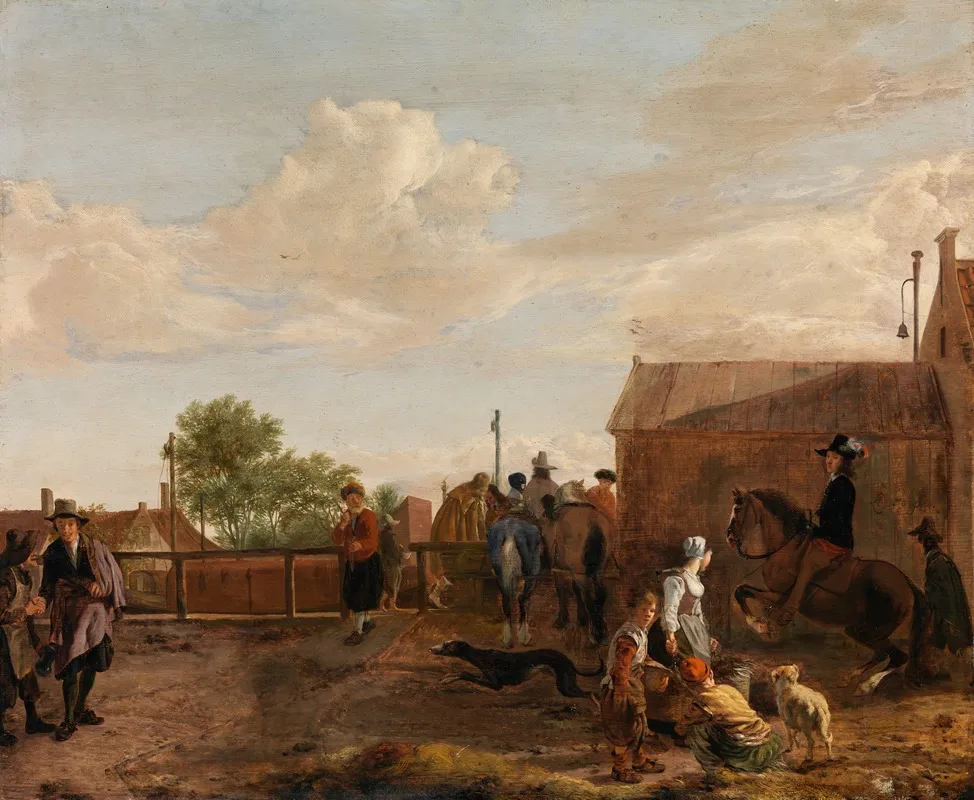 A Canal Boat Station by Ludolf de Jongh - Canvas Print
