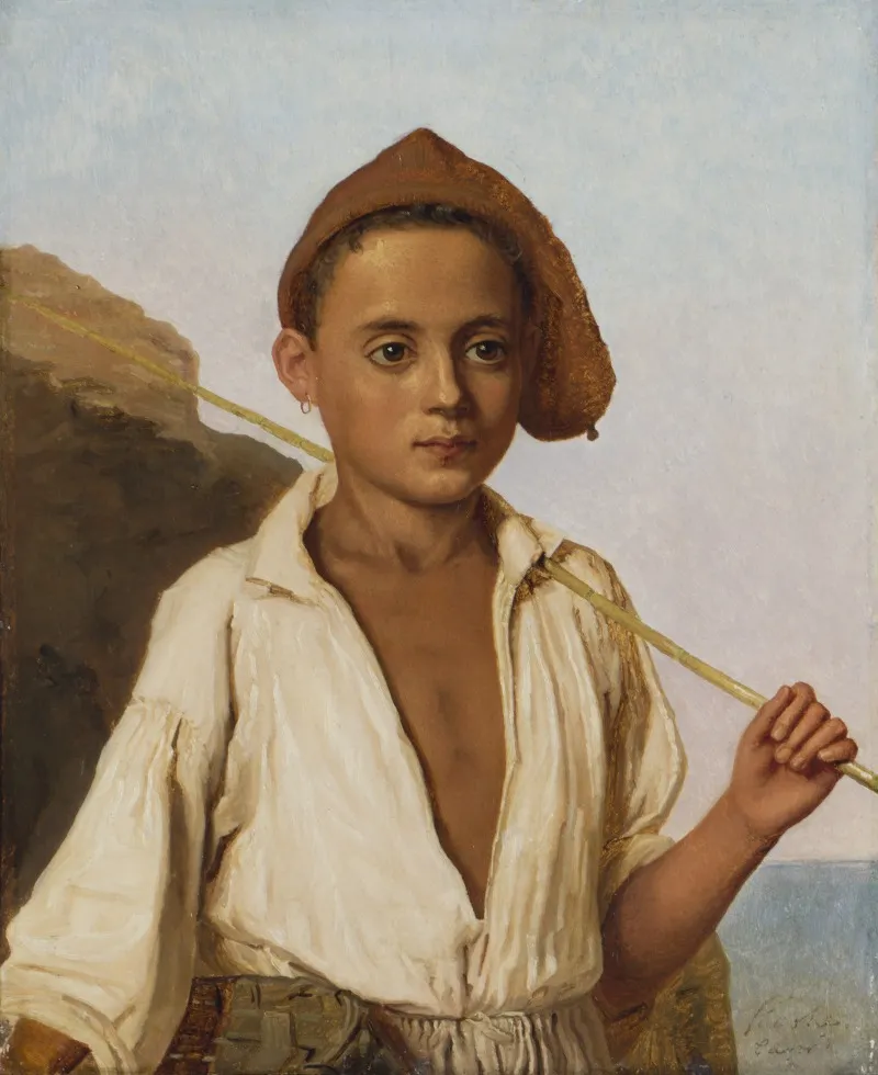 A Capri Fisher Boy by Christen Købke - Canvas Print