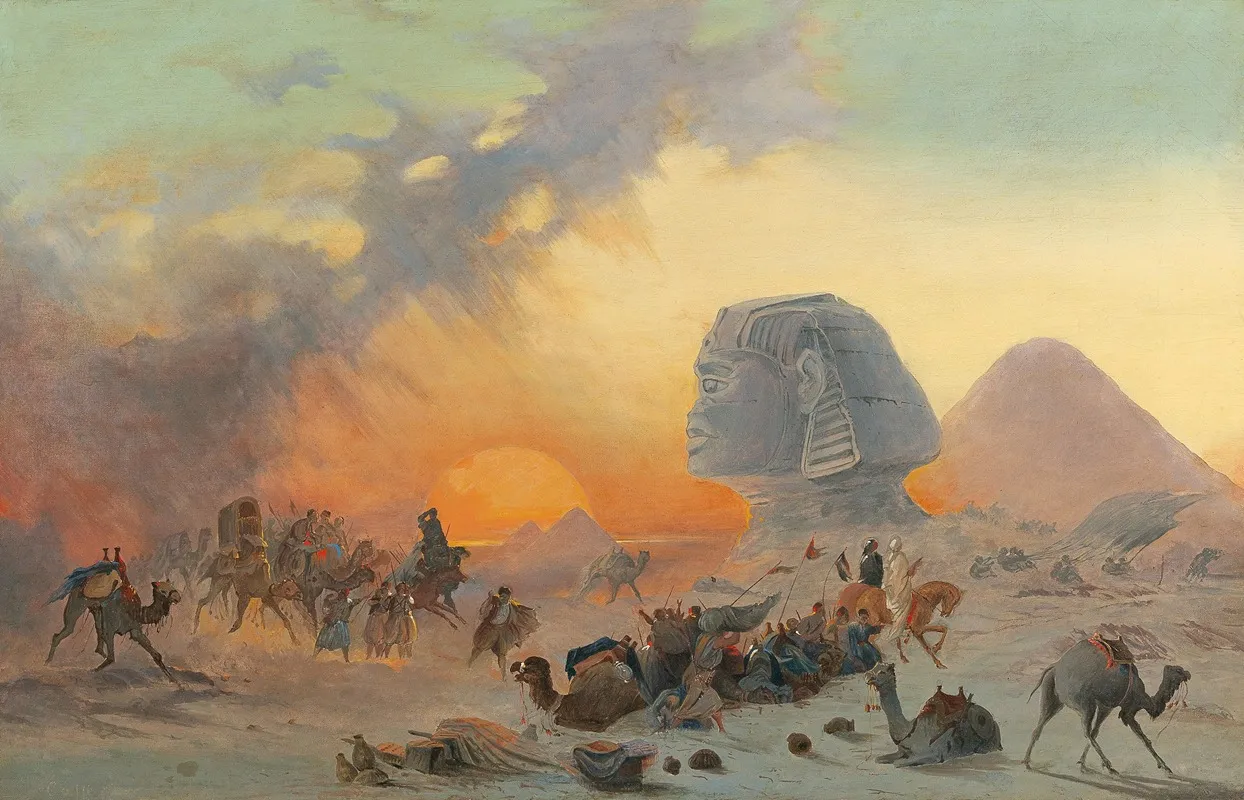 A Caravan In The Desert In A Simoom by Ippolito Caffi - Canvas Print