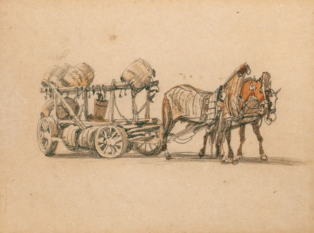 A Cart With Beer Barrels by Rudolf von Alt - Canvas Print
