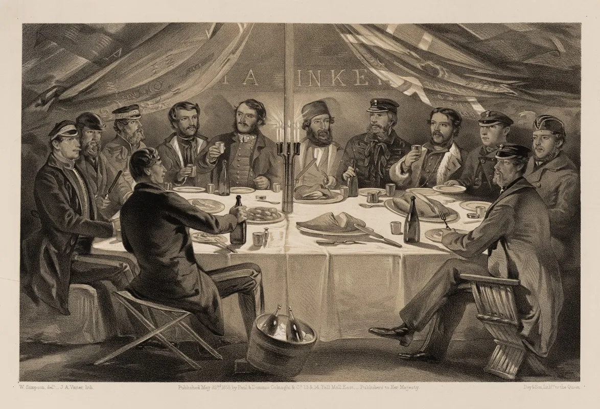 A Christmas Dinner On The Heights Before Sebastopol by William Simpson - Canvas Print