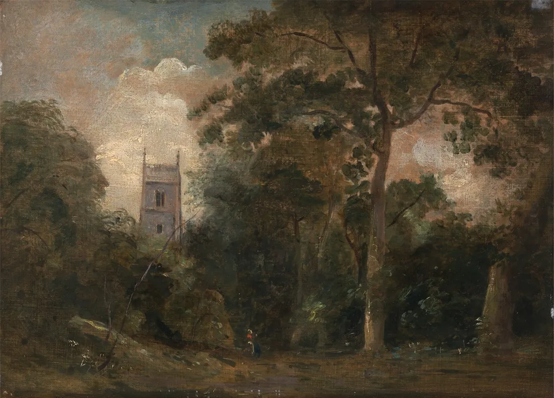 A Church In The Trees by John Constable - Canvas Print