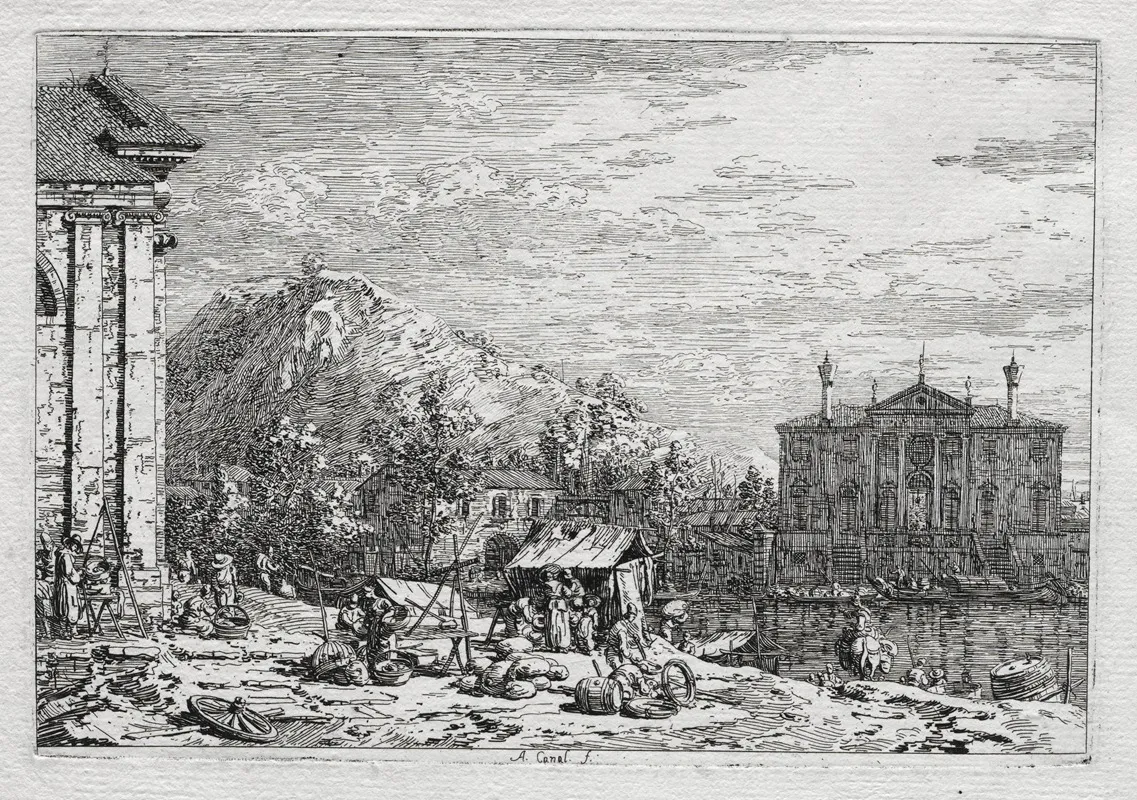 A City Beyond A River by Canaletto - Canvas Print