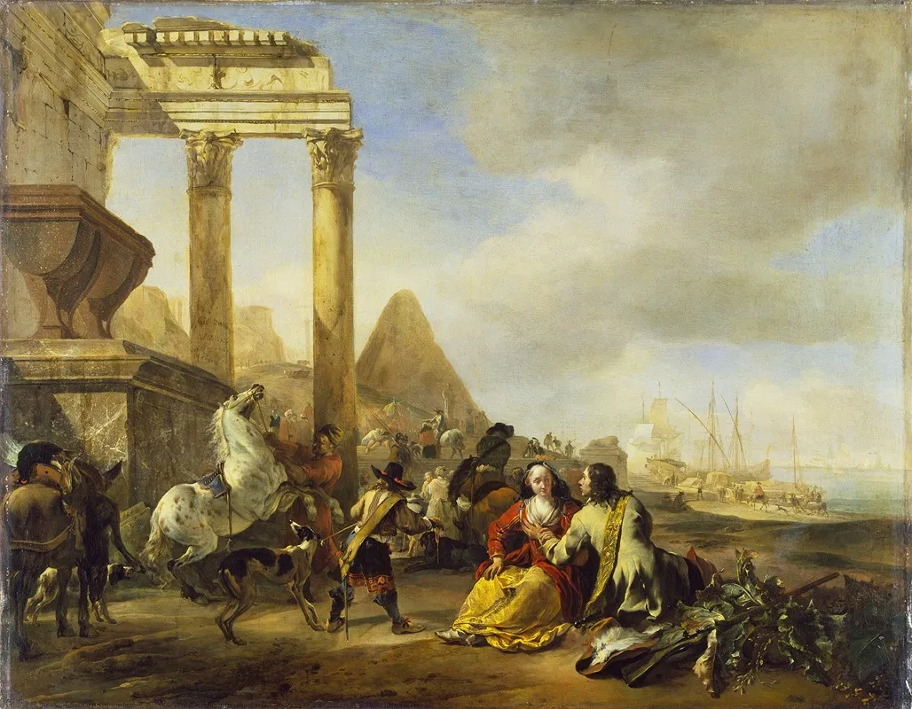 A Coast Scene With Classical Ruins by Jan Baptist Weenix - Canvas Print