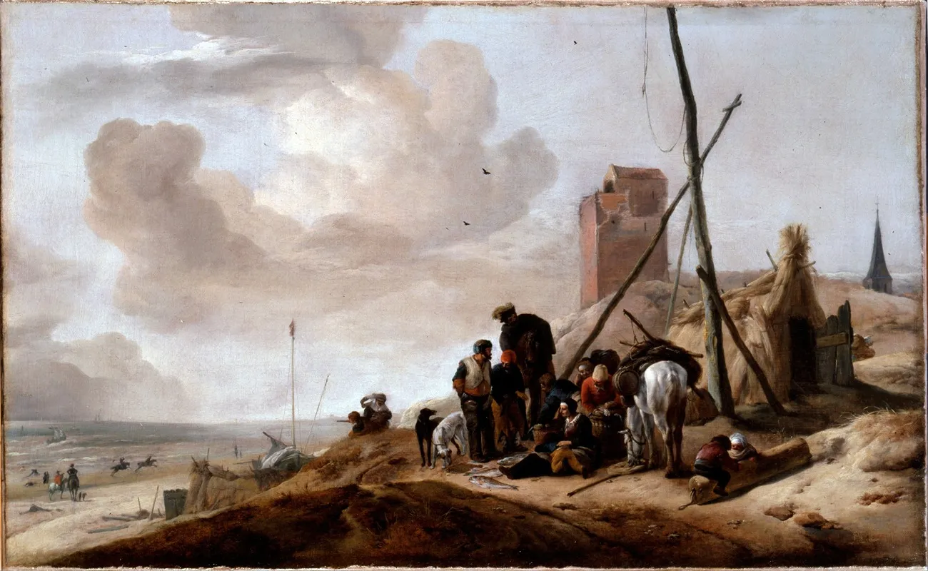 A Coastal Scene by Philips Wouwerman - Canvas Print