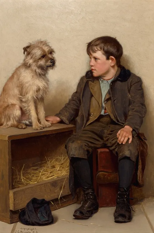 A Confab by John George Brown - Canvas Print