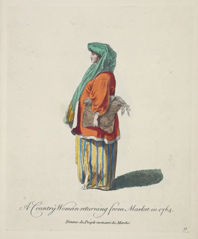A Country Woman Returning From Market In 1764 Femme Du Peuple Revenant Du Marche
