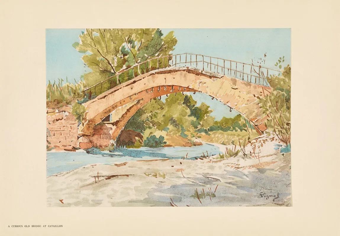 A Curious Old Bridge At Cavaillon by Pierre Vignal - Canvas Print