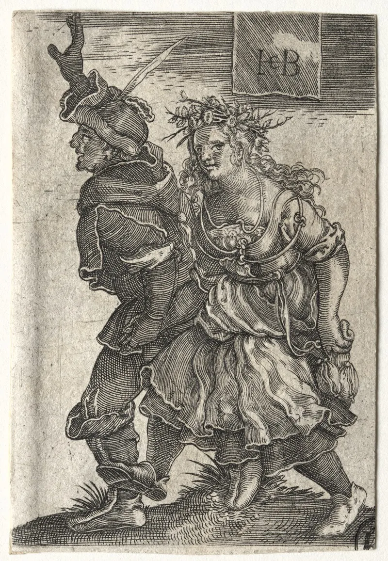 A Dancing Couple Of Peasants by Jacob Binck - Canvas Print