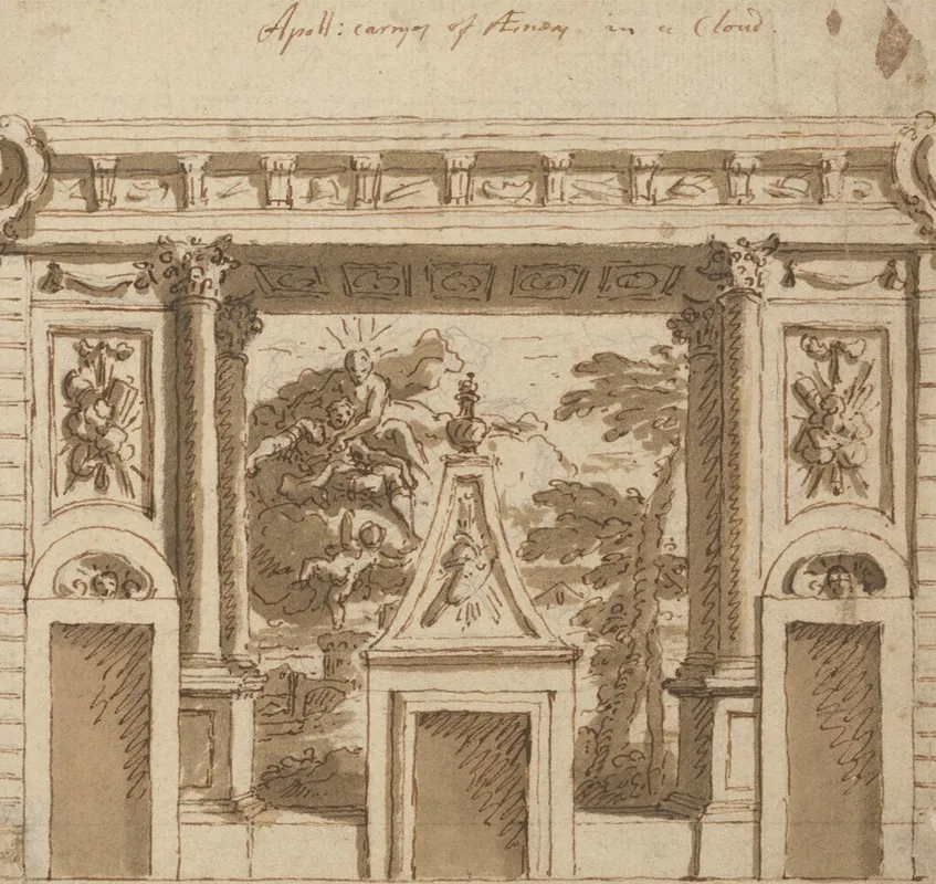A Design For A Mural Executed In The Salon At Roehampton House Surrey Apollo Carrying Off Aeneas In A Cloud