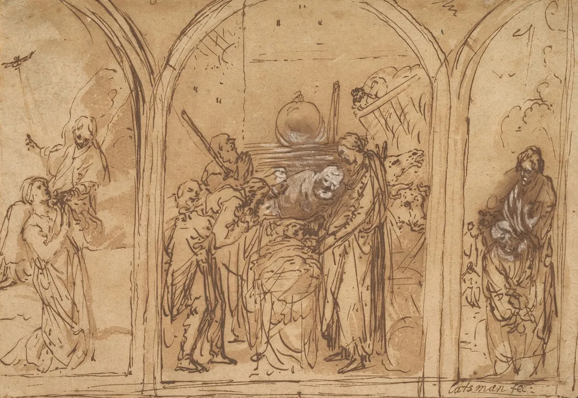 A Design For A Triptych With The Adoration Of The Two Saints
