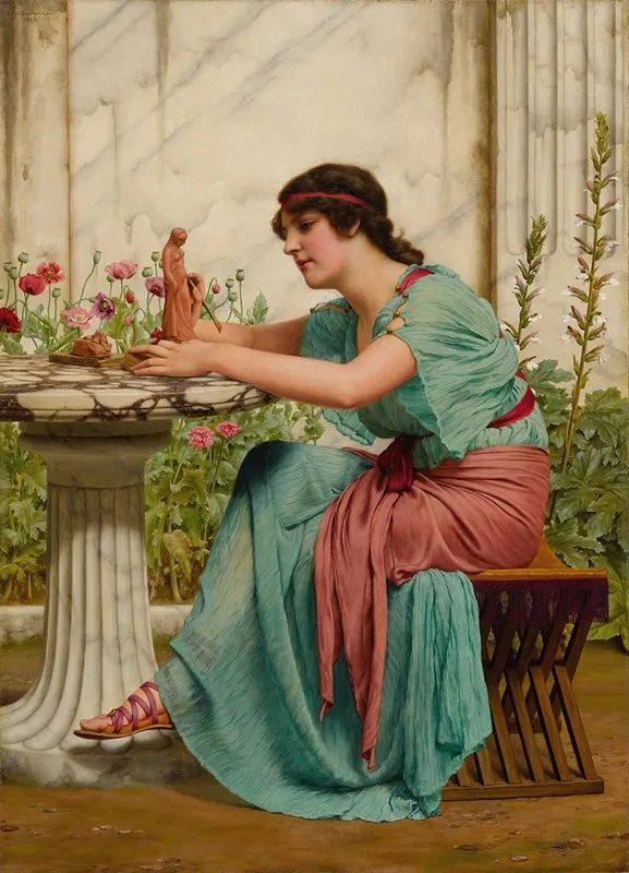 A Dilettante 2 by John William Godward - Canvas Print