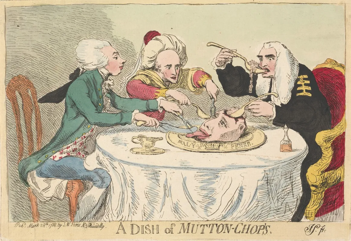 A Dish Of Mutton Chops by James Sayers - Canvas Print