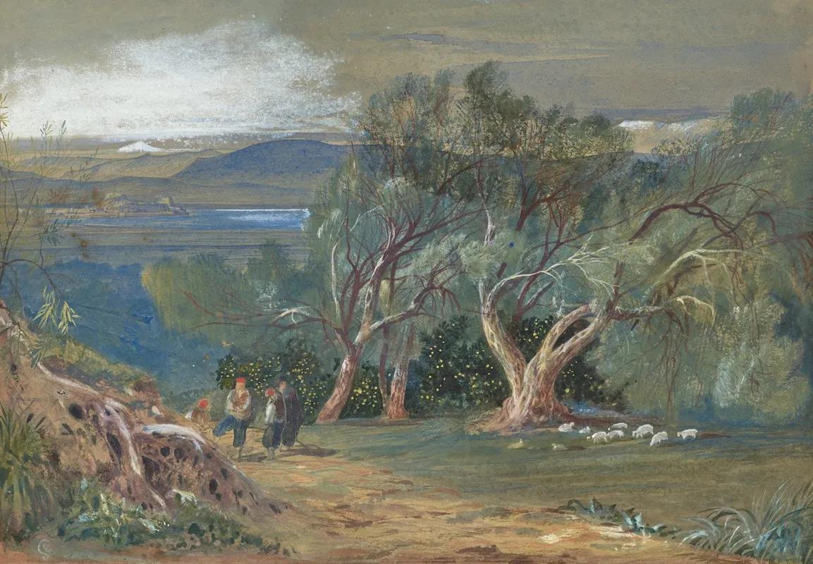 A Distant View Of Corfu From Viros by Edward Lear - Canvas Print
