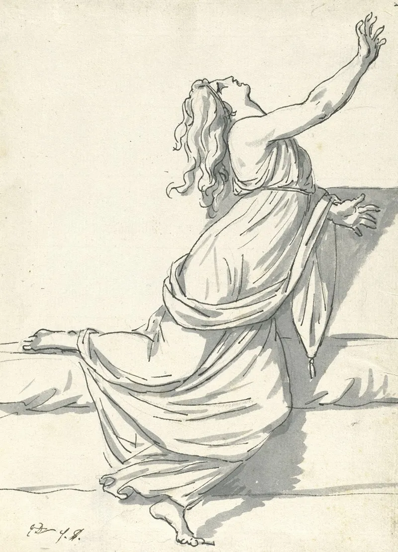 A Distraught Woman With Her Head Thrown Back