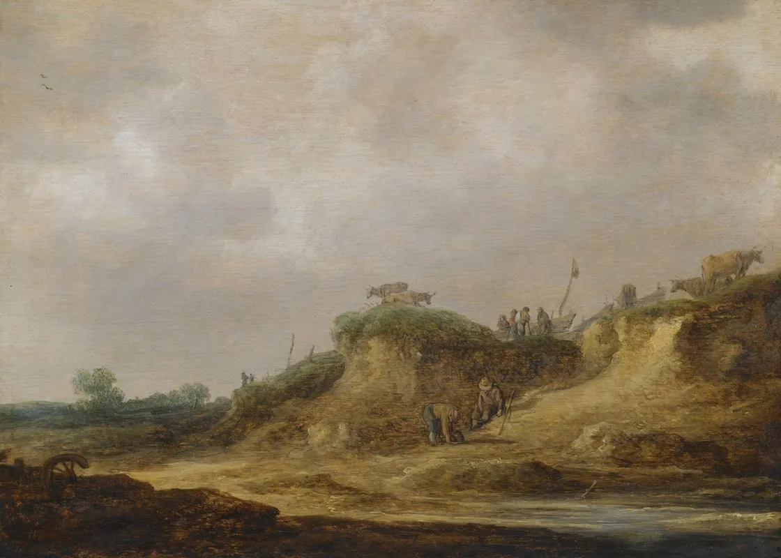 A Dune Landscape With Herdsmen Tending Their Cattle