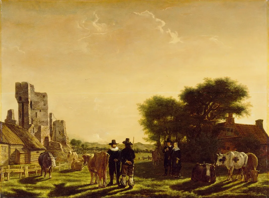 A Dutch Farm With The Ruins Of The Huis Te Kleef Netherlands