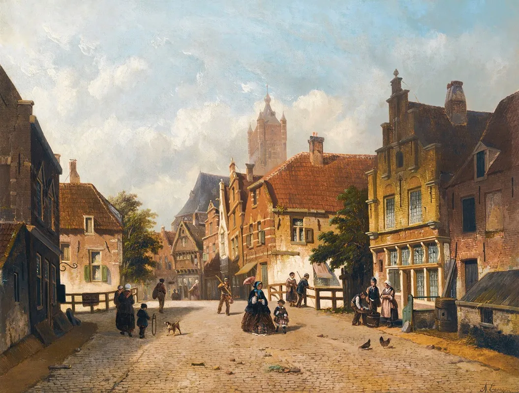 A Dutch Street by Adrianus Eversen - Canvas Print