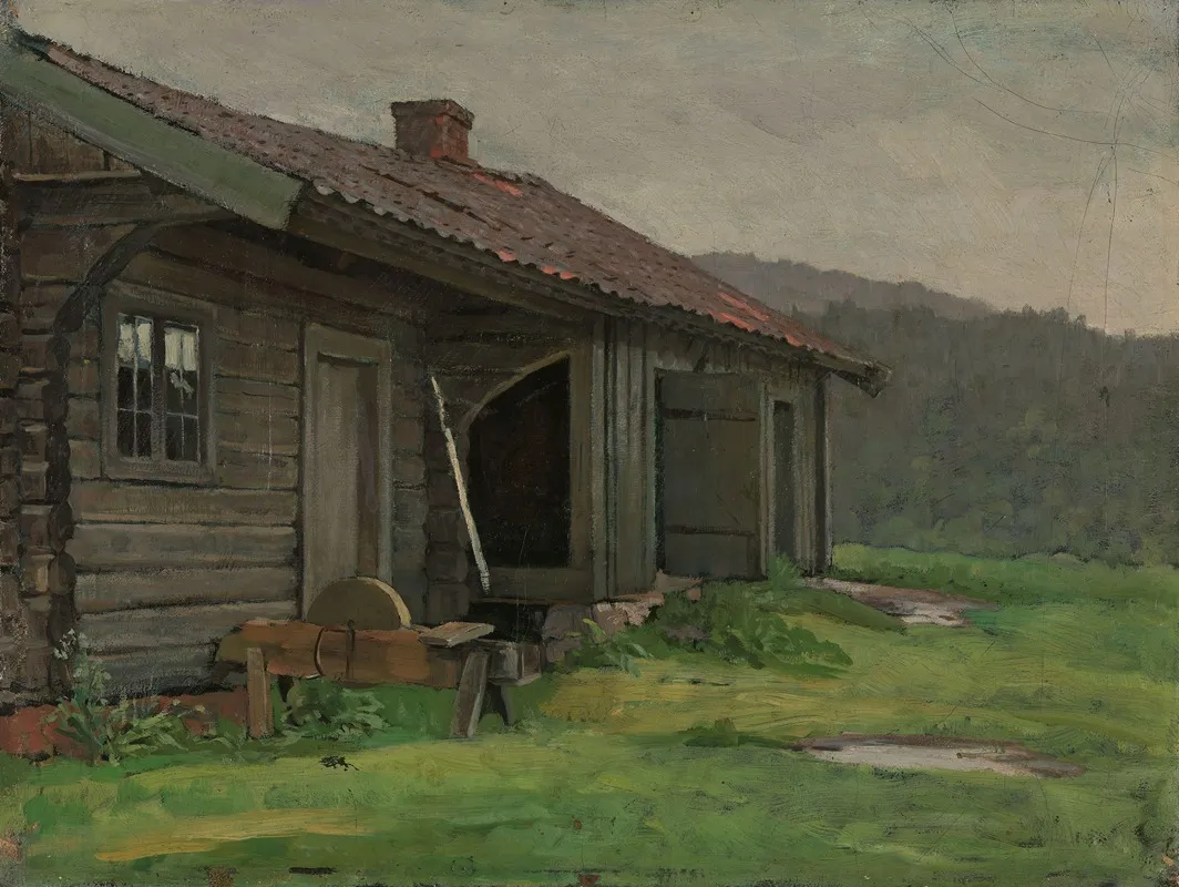 A Farmhouse In Summer Rain by Jacob Gløersen - Canvas Print