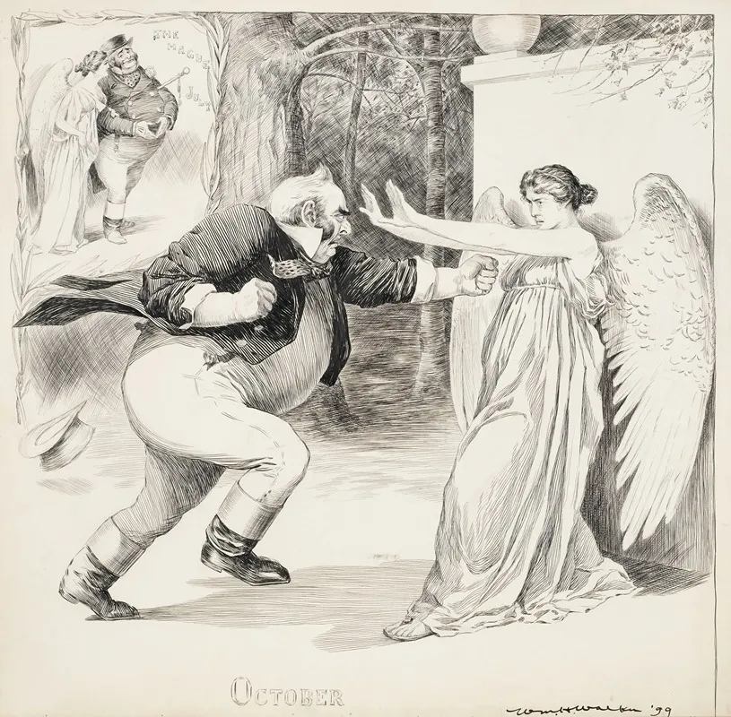 A Fat Man Attacks A Female Angel In October He Remembers Her Walking With Him Peacefully At The Hague In July