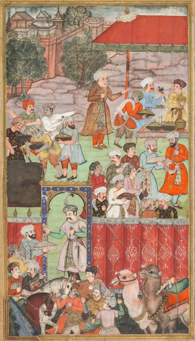 A Feast For Babur Hosted By His Half Brother Jahangir Mirza In Ghazni In May 1505 by Basavana - Canvas Print