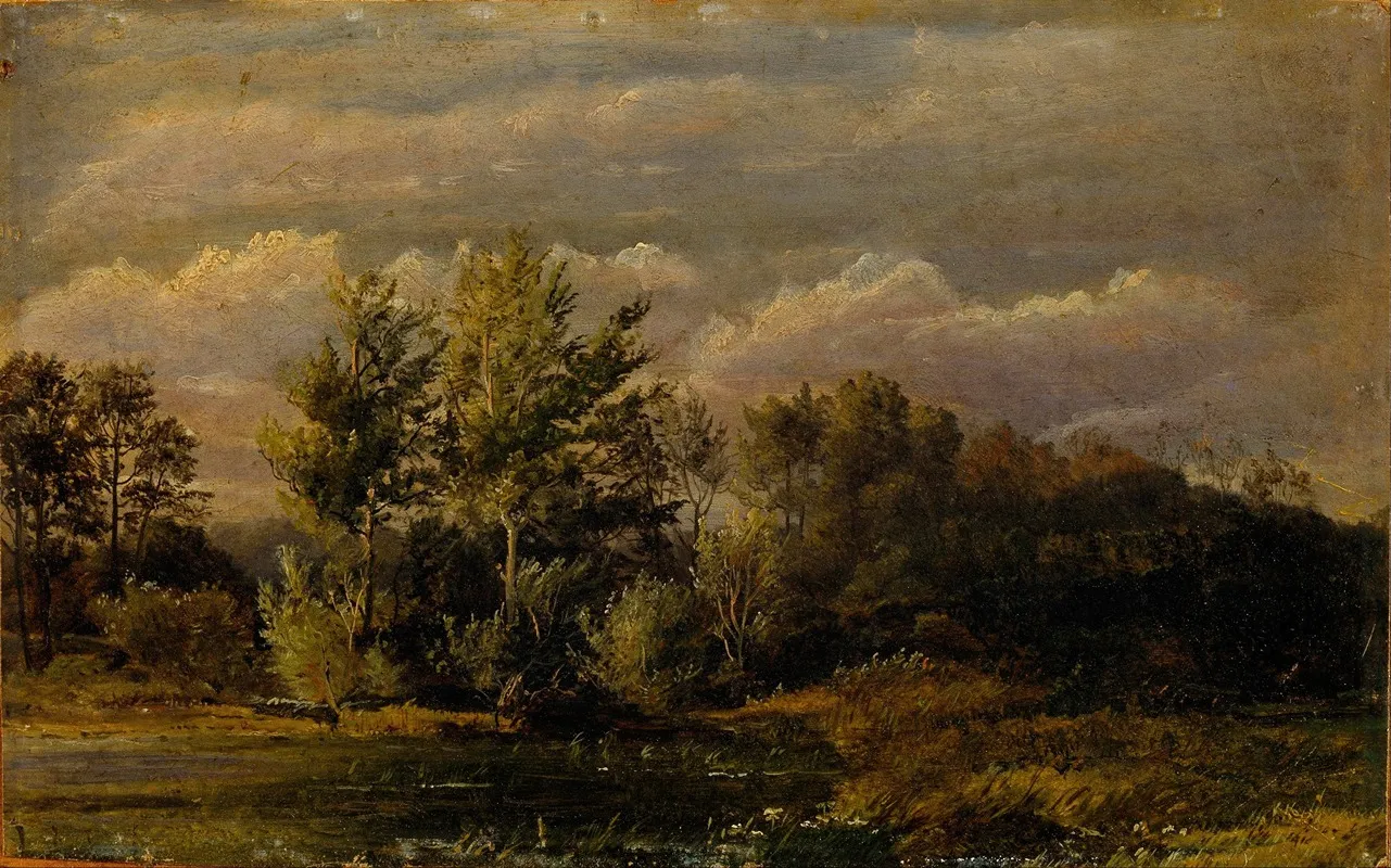 A Forest Lake Surrounded By Birches Study by Dankvart Dreyer - Canvas Print