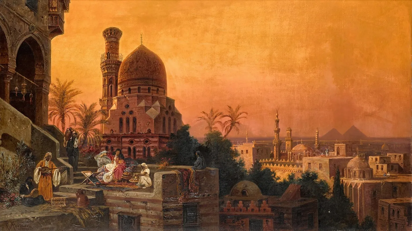 A Gathering Cairo by Friedrich Perlberg - Canvas Print