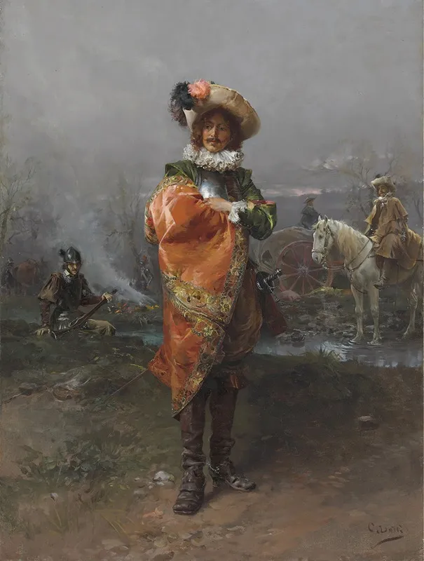 A Gentleman In A Cloak by Cesare Auguste Detti - Canvas Print