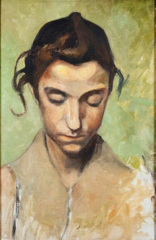 A Girls Head 3 by Olof Sager-Nelson - Canvas Print