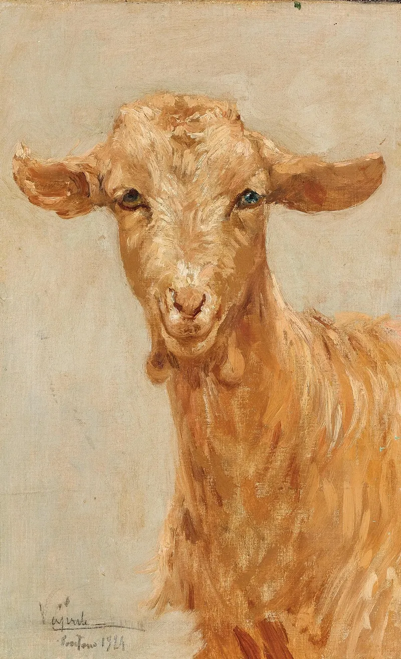 A Goat by Vincenzo Caprile - Canvas Print