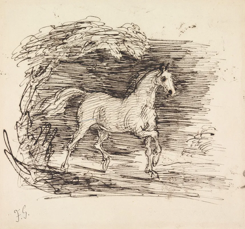 A Grey Horse Trotting Out Of A Wood