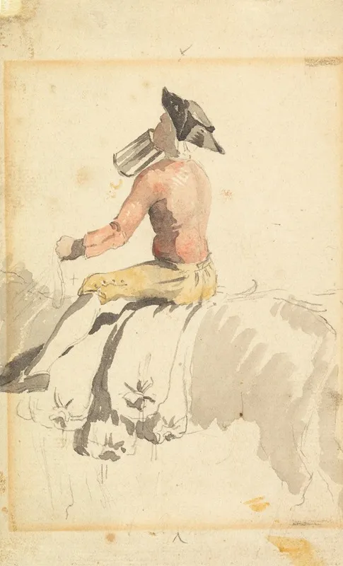 A Groom On Horseback Drinking