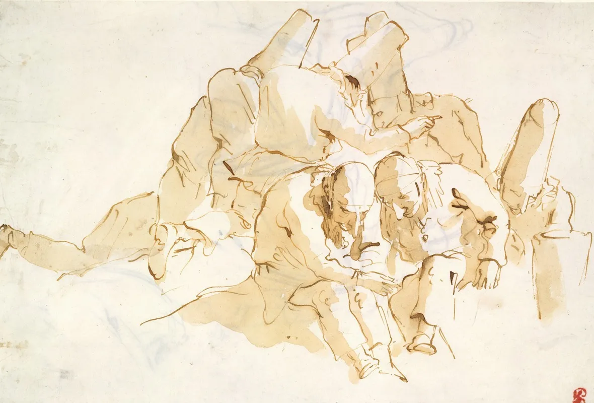 A Group Of Punchinelli Seated