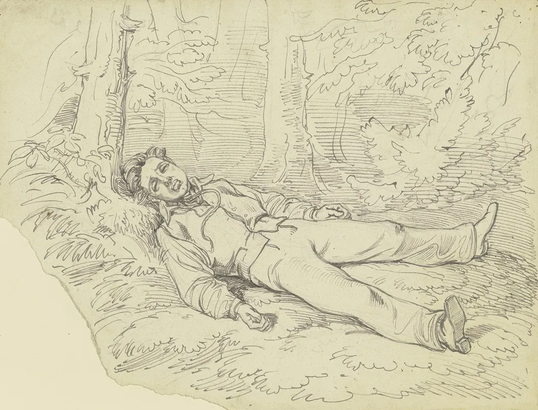A Hanged Man Lying In The Forest