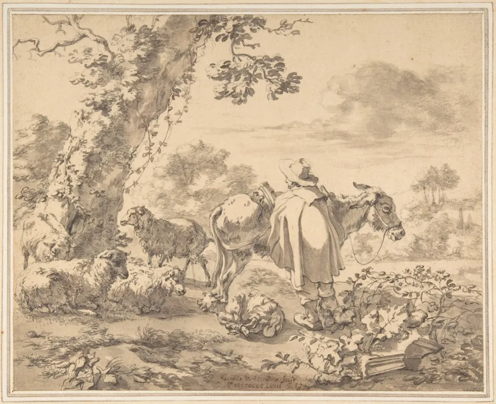 A Herdsman With A Donkey by Jacob van der Does - Canvas Print