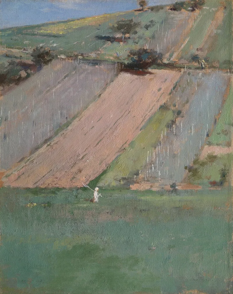 A Hillside Giverny by Theodore Robinson - Canvas Print