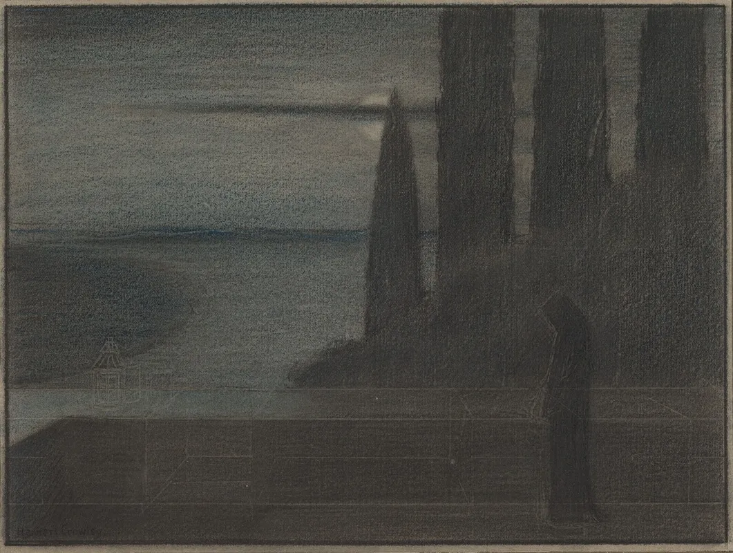 A Hooded Figure In A Landscape by Herbert Crowley - Canvas Print