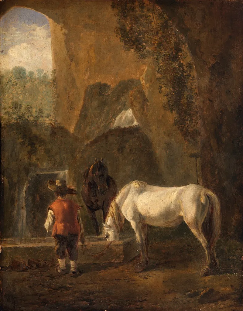 A Horse Drinking by Jan Both - Canvas Print