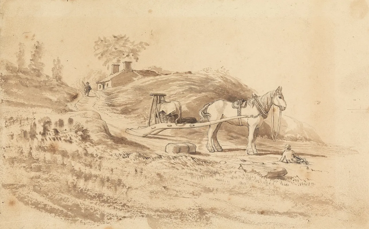 A Horse Pulling A Drag