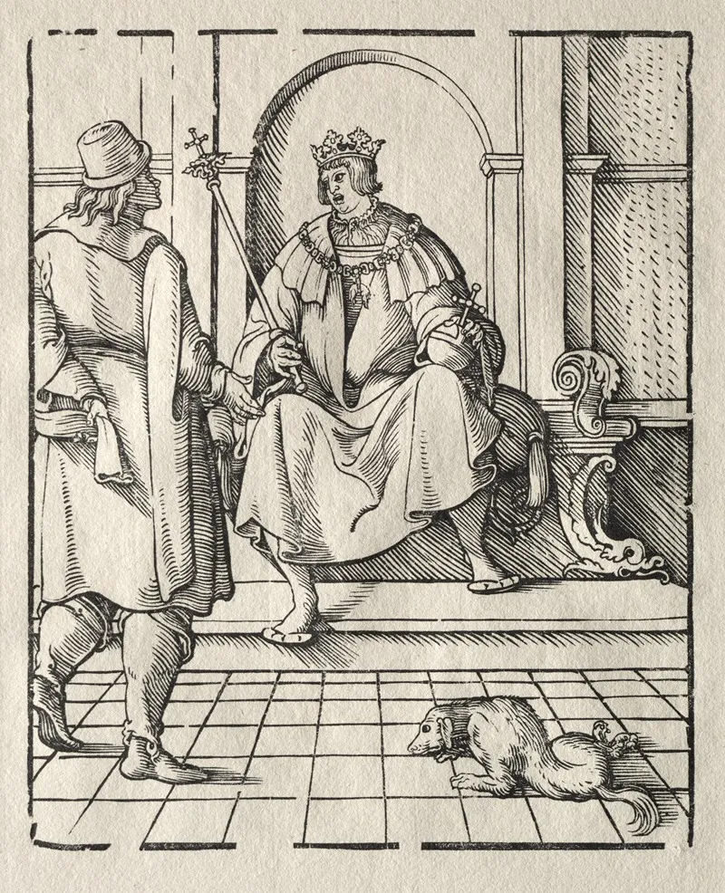 A King Enthroned by Peter Flötner - Canvas Print