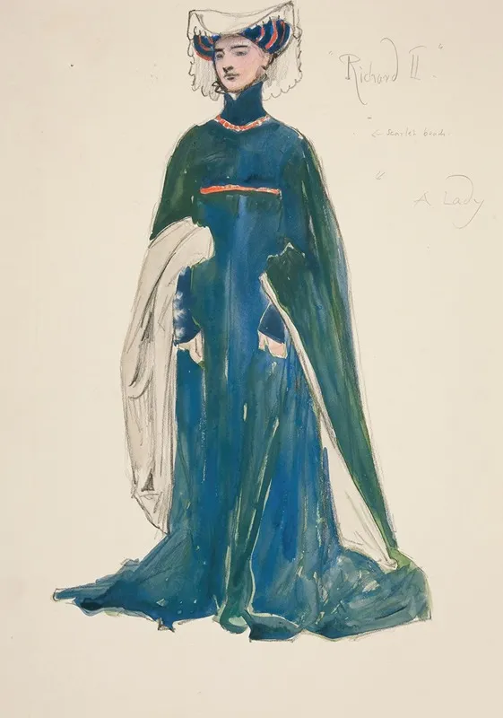 A Lady Costume Sketch For Henry Irvings Planned Production Of King Richard Ii