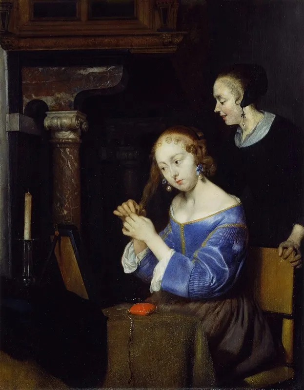 A Lady Dressing Her Hair