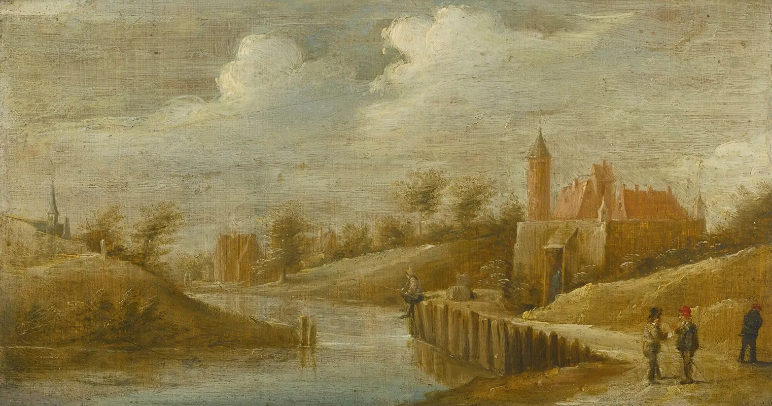 A Landscape With A Castle By A Small River by Follower of David Teniers the Younger - Canvas Print